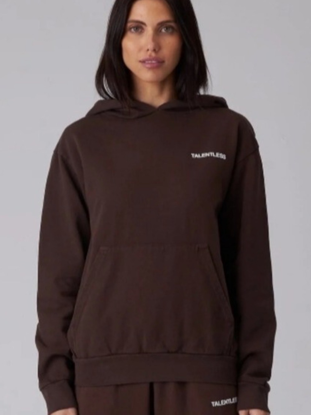 TALENTLESS Chest Logo Brown Pullover Hoodie